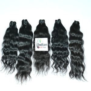 Extensions de cheveux humains 100% vierges bruts non traités, cheveux indiens ondulés naturellement alignés sur les cuticules, double trame machine, en mèches - Product Image 4