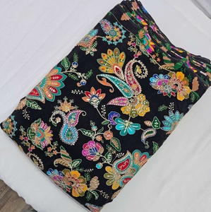 Le tissu de viscose de travail de broderie d'impression de position de crep naturel pur fait au matériel de robe de fantaisie - Product Image 2