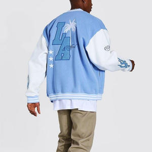 Blouson de baseball d'hiver pour homme 2025 de haute qualité, grande taille, en polaire bleue, avec broderie, design universitaire, col montant côtelé, imperméable - Product Image 5