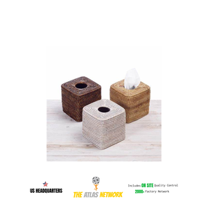 Boîte à mouchoirs en rotin carrée de petite taille unisexe innovante, cadre tissé minimaliste, couverture ouverte, fermeture ouverte, 1-1,9 L, imperméable, meubles de maison - Product Image 1