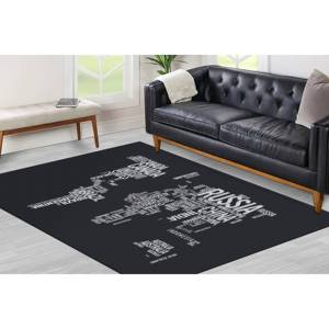 Printed <b>Rug</b>: Black And White Office Floor <b>Rug</b>, Machine Washable, Large,<b>Chenille</b> <b>Rug</b> - Product Image 1