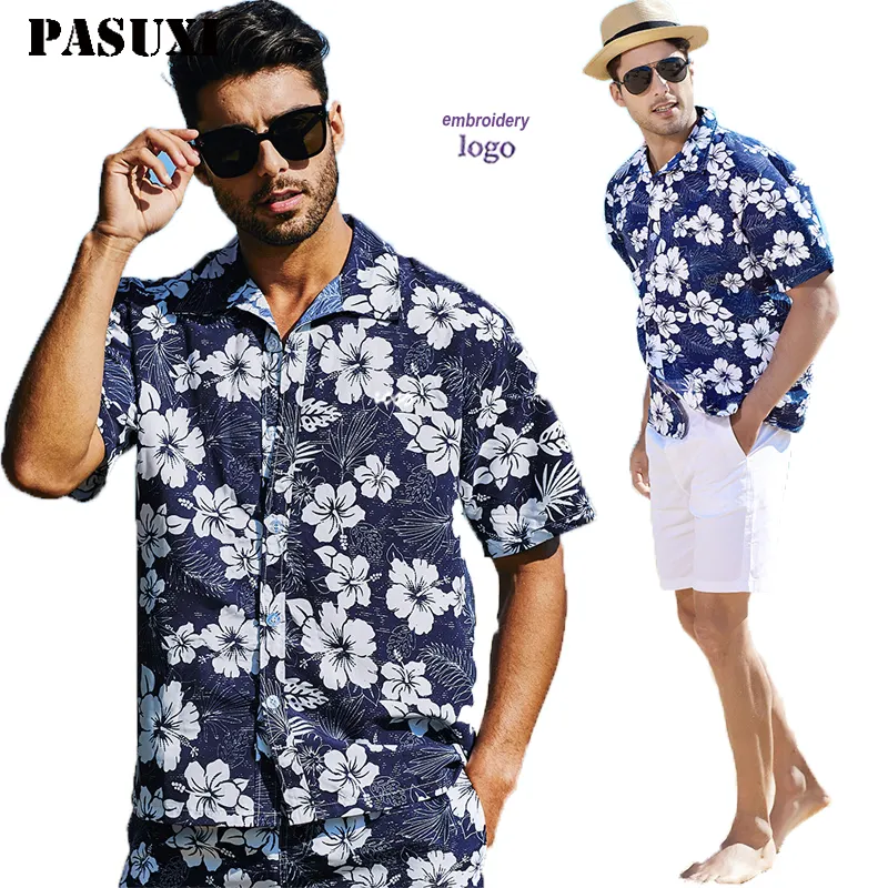 PASUXI personnalisé tendance hommes chemise de plage plusieurs Styles chemise à fleurs à manches courtes bord de mer chemise imprimée ample pour l'été
