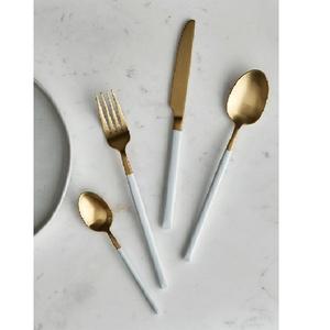 Juego de cubiertos de acero inoxidable para el hogar y la cocina, juego de cubiertos de cobre con mango largo, 7 unidades - Product Image 6