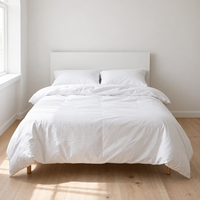 Parure de lit d'hôtel en coton blanc 4 pièces 1,8 m – Drap-housse, taies d'oreiller, housse de couette – Couleur unie, respirante, tissée, toutes saisons, 300 fils/cm²