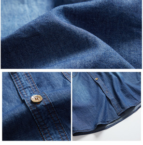 Người Đàn Ông Của Chất Lượng Cao Denim Mỏng Phù Hợp Với Giản Dị Áo Sơ Mi Màu Xanh Jeans Ngắn Tay Áo Túi Cộng Với Kích Thước Thoáng Khí Thân Thiện Với Môi Mùa Hè - Product Image 3