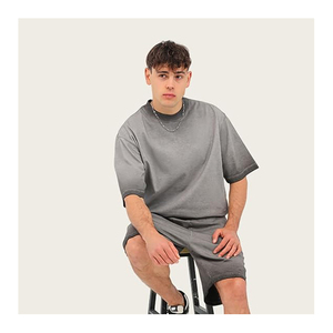 Top tendance hommes lavé à l'acide surdimensionné goutte épaule t-shirts poids lourd coupe ample t-shirts chemises 300 GSM - Product Image 4