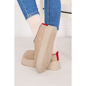 Botines Beige para Mujer, con Forro de Piel, Suela Gruesa, Estilo Slip-On, Altura Media de Pantorrilla, Tacón Plano de 5cm, Transpirables, Estilo Bota de Nieve - Product Image 5