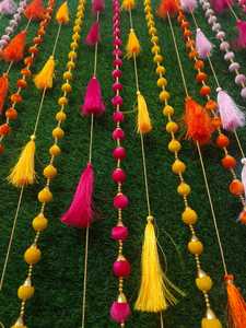 Guirlande de pompons de mariage mexicain et indien 20 à 100 guirlandes de pompons guirlande pour Mehndi, Haldi, Diwali et décorations de fête - Product Image 4