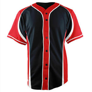 Maillot de baseball personnalisé rouge et noir pour hommes, respirant, polyester 220G, uniforme d'équipe OEM avec logo imprimé - Product Image 3