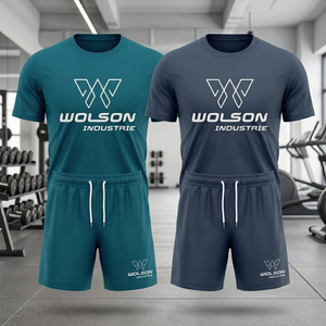 Conjunto Deportivo de Verano para Hombre Wolson Industry, Camiseta y Pantalones Cortos Deportivos Personalizados, Transpirables, con Soporte para la Espalda, Ropa Deportiva de Alto Rendimiento - Product Image 4