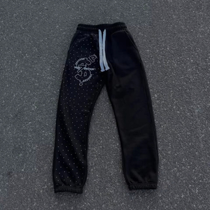 กางเกงวอร์มทรงหลวมผ้าฟลีซโอเวอร์ไซส์สำหรับผู้ชายกางเกงขาบานผ้าคอตตอนผ้าเฟรนช์เทอร์รี่ออกแบบได้ตามที่ต้องการ - Product Image 1