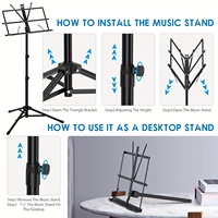 360-degree Angle Adjustment Adjustable Violin Guitar Music Stand Portable Foldable Reading Performances Support Sheet With Bag