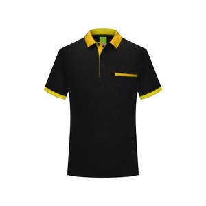 New Trend Summer Men's for Polo T-Shirt con cuello amarillo y bolsillo Calidad Premium 100% Lona de algodón Negro para Polo Shirt - Product Image 1