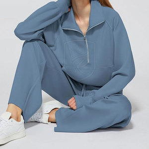 Ensemble décontracté 2 pièces pour femme, en coton 100% premium, à manches longues et pantalon droit, idéal pour l'hiver, écologique, vente en gros - Product Image 6