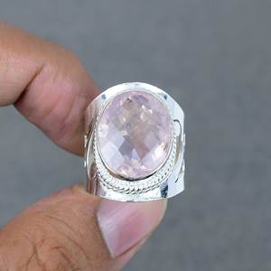 2025 Export Quality <b>Rose</b> <b>Quartz</b> Solid 925 Silver Plated Brass Bezel Gemstone <b>Ring</b> <b>Rose</b> Custom Jewelry Manufacture - Product Image 1
