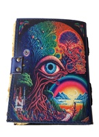 Ojo de la naturaleza impreso libro de hechizos en blanco de sombras diario con cerradura Vintage hecho a mano cuero genuino Deckle papeles artísticos libro de notas