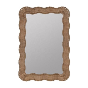 New Arrival <b>Vintage</b> Rattan Scalloped <b>Mirror</b> Wall Hanging Home Decoration OEM Custom Design Handmade From Vietnam Manufacturer - Product Image 1