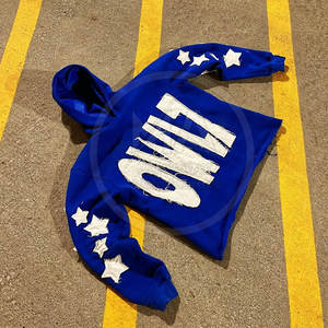 New Arrival French Terry <b>Hoodie</b> <b>Black</b> Plain Rhinestones <b>Hoodie</b> <b>Men</b> Full <b>Zip</b> <b>up</b> Plus Size Customized Design Hoodies - Product Image 4