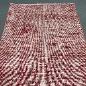 พรมตุรกีวินเทจ ขนาด 1.8x3.2 ฟุต พรมขนาดเล็ก ลายต้นไม้และพืชสีแดงขาว - Product Image 4