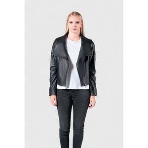 Veste en cuir véritable élégante pour femmes Taylor fermeture à glissière avec décoration de ligne à la mode vêtements d'extérieur à la mode - Product Image 3