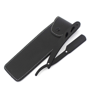 Customized Durable Men's Manual Straight <b>Edge</b> Stainless Steel Barber Razors Black Color with Safety Feature for Shaving - Product Image 5