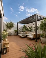 Planches de terrasse en composite WPC Eco-Line pour l'extérieur |   Plancher de terrasse creux de 4 m avec surface lisse et rainurée |   Kit complet de terrassement