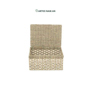 ตะกร้าปาล์มหญ้าทะเลทำด้วยมือเป็นมิตรต่อสิ่งแวดล้อมพร้อมฝาปิดสำหรับตกแต่ง - Product Image 1