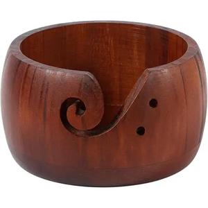 Bol en bois droit fait à la main bol en bois multicolore avec aiguilles à tricoter bols en fil pour crochet artisanat cadeau - Product Image 3