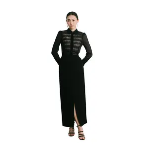 奢华女性时尚品牌UMEA MIDI裙子优质材料黑色裙子适合女性高腰Midi裙子制造公司