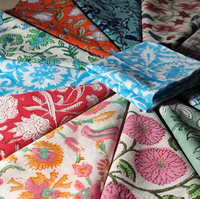 Lot de serviettes de cuisine artisanales en coton brodé, imprimées au bloc, à bord festonné, style Rajasthani, écologiques, pour la table