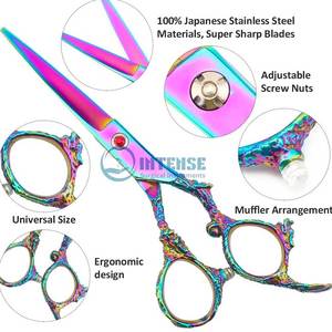 Juegos de tijeras de corte de pelo profesional, tijeras de adelgazamiento multifuncionales, tijeras rectas, herramientas de salón de acero inoxidable - Product Image 3