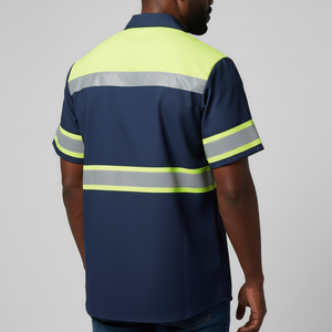 Nouveau t-shirt de sécurité haute visibilité respirant à manches courtes avec poche et éléments réfléchissants pour hommes - Product Image 4