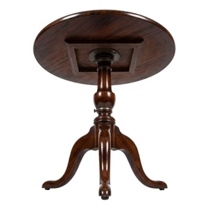 Mesa de Centro de Madera Antigua con Pedestal, Mesa de Té Redonda, Reproducción Antigua, Mesa de Centro para Sala de Estar, Mesa Auxiliar - Product Image 6