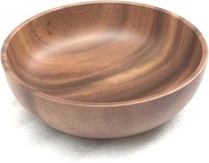 Grand saladier contemporain en bois d'acacia naturel écologique Orrizen pour les mariages, vaisselle standard Salinas - Product Image 4