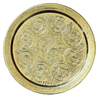 Plateau de service en plaqué argent marocain Vintage fabriqué à la main en bronze cuivre doré sans danger pour servir des plats et des plats de restaurant indien