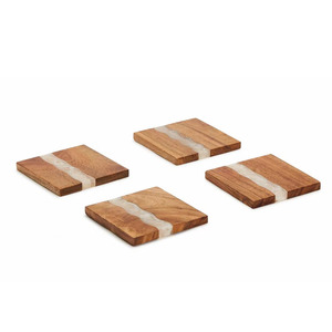 Dessous de verre décoratif en bois massif au design exclusif Coussin isolant multicolore Sous-verres personnalisés Maison et cuisine - Product Image 3