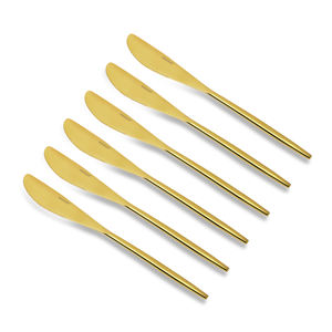 Elegante juego de cubiertos de acero inoxidable de estilo ovalado Belle, cubiertos de diseño para restaurantes, hoteles, acabado dorado brillante para fiestas - Product Image 6