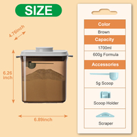 Distributeur de formule en plastique hermétique de 1700 ml avec couvercle sans BPA, conteneur de stockage alimentaire pour lait en poudre, vente en gros