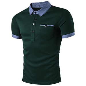 Polo en jersey à manches courtes confortable de haute qualité, bleu uni avec logo personnalisé, plusieurs couleurs disponibles - Product Image 3