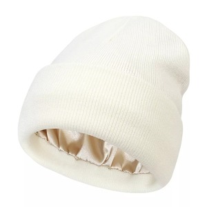 Gorro con forro de satén unisex, gorro antiestático, gorro cálido holgado con forro de seda de 2 capas - Product Image 2