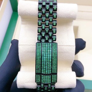 Reloj de Pulsera de Lujo con Diamantes de Imitación VVS Moissanite, Estilo Baguette Verde, Acero Inoxidable, Automático, Personalizado, Estilo Hip Hop para Hombre - Product Image 2