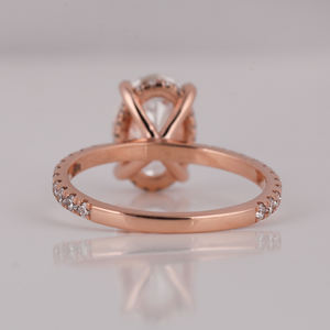 Anillo de diamante cultivado en laboratorio de oro macizo de 18 quilates, juego de pavé de Halo oculto, compromiso de corte ovalado de estilo clásico con certificado IGI, su regalo - Product Image 4