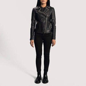 Chaqueta de Motociclista Negra Personalizada de Cuero Auténtico Anilina con Cremallera para Mujer, con Forro de Viscosa Acolchado en el Interior y Exterior - Product Image 6