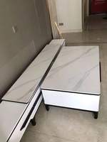 Meuble TV et table basse modernes en bois pour salon et salle à manger, extensibles, pliables, légers, blancs avec tiroirs