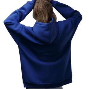 Sweat à capuche en molleton d'hiver pour femmes surdimensionné en gros bleu sweat ample avec poches avant entraînement de rue et vêtements de jogging - Product Image 2