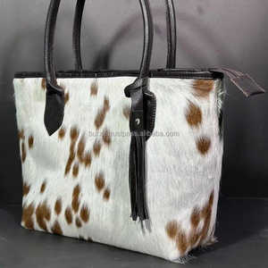 Sac fourre-tout pour femme en cuir de vachette véritable fait main, couleur unie, fermeture éclair, broderie, LHTB-0101 - Product Image 5