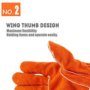 Gants de soudage antidérapants et résistants à la chaleur de haute qualité en cuir fendu de vache pour une protection confortable - Product Image 3