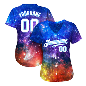 Bajo MOQ secado rápido 3D Galaxy sublimación transpirable hombres mujeres jóvenes logotipo personalizado ropa deportiva camisetas de béisbol - Product Image 1