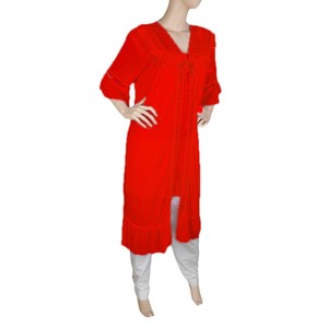 Ensemble de Nuisette en Soie pour Femme 2 Pièces - Taille Unique - Rouge - Product Image 1