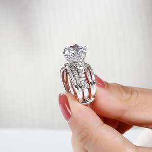 Anillo de Boda Jeulia Vintage de Plata de Ley Chapado en Rodio - Product Image 4
